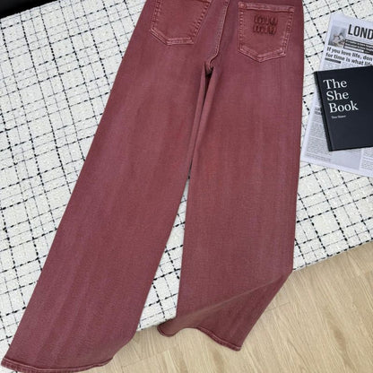 Miu Miu wide-leg red or burgundy jeans