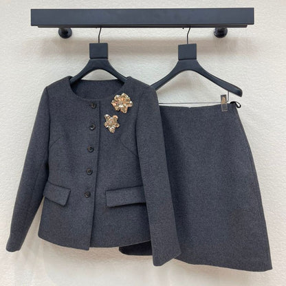 Miu Miu gray skirt suit