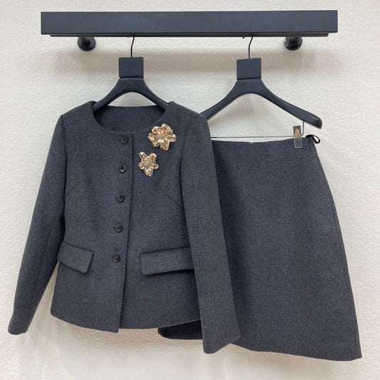 Miu Miu gray skirt suit