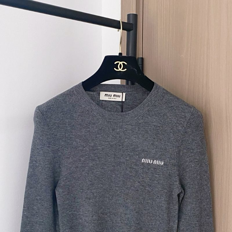 Miu Miu Logo-Embroidered Brushed Knit Jumper