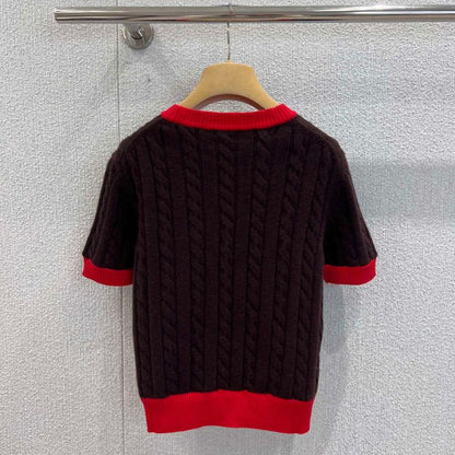 Miu Miu short-sleeved cable-knit sweater