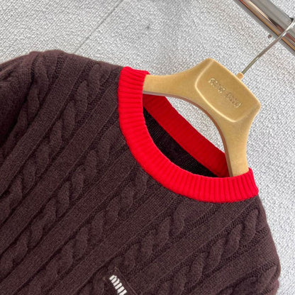 Miu Miu short-sleeved cable-knit sweater