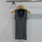 Miu Miu grey ribbed cotton tank top