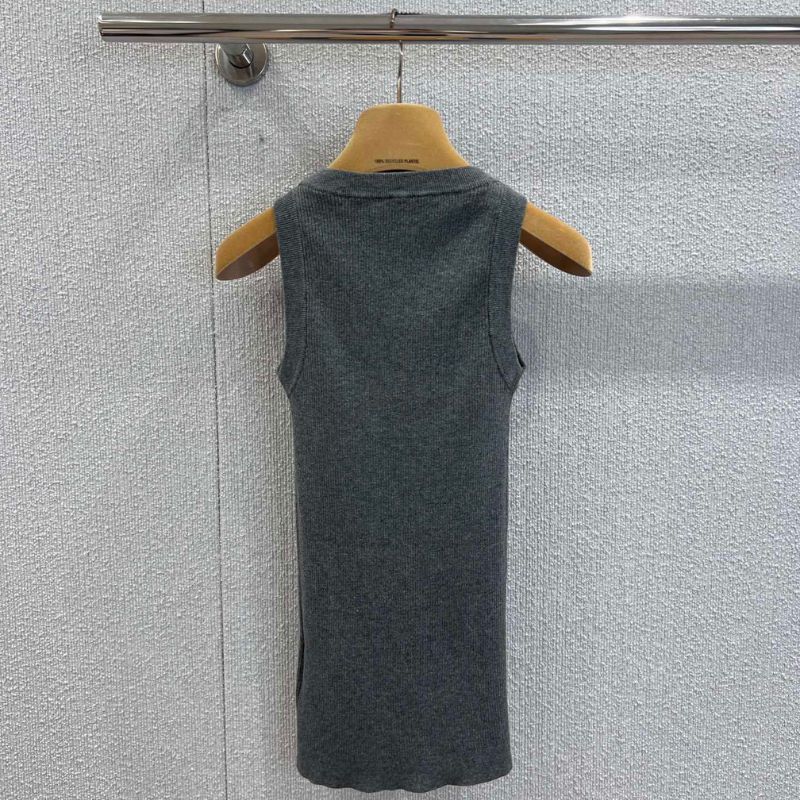 Miu Miu grey ribbed cotton tank top