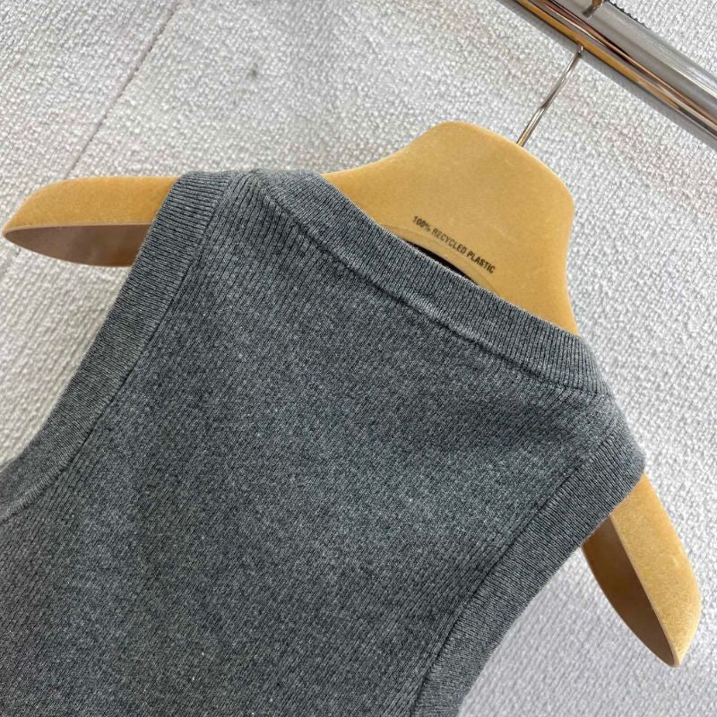 Miu Miu grey ribbed cotton tank top