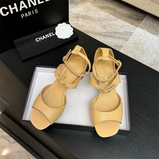 Chanel ankle strap block heel sandals