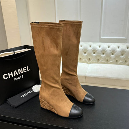 CHANEL Two-Tone Knee-High Boots