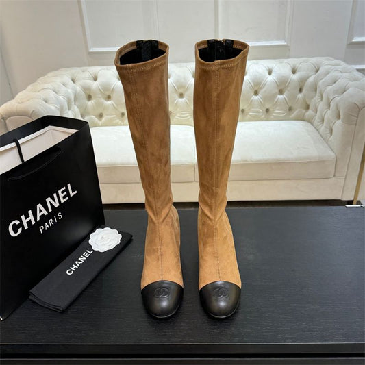 CHANEL Two-Tone Knee-High Boots