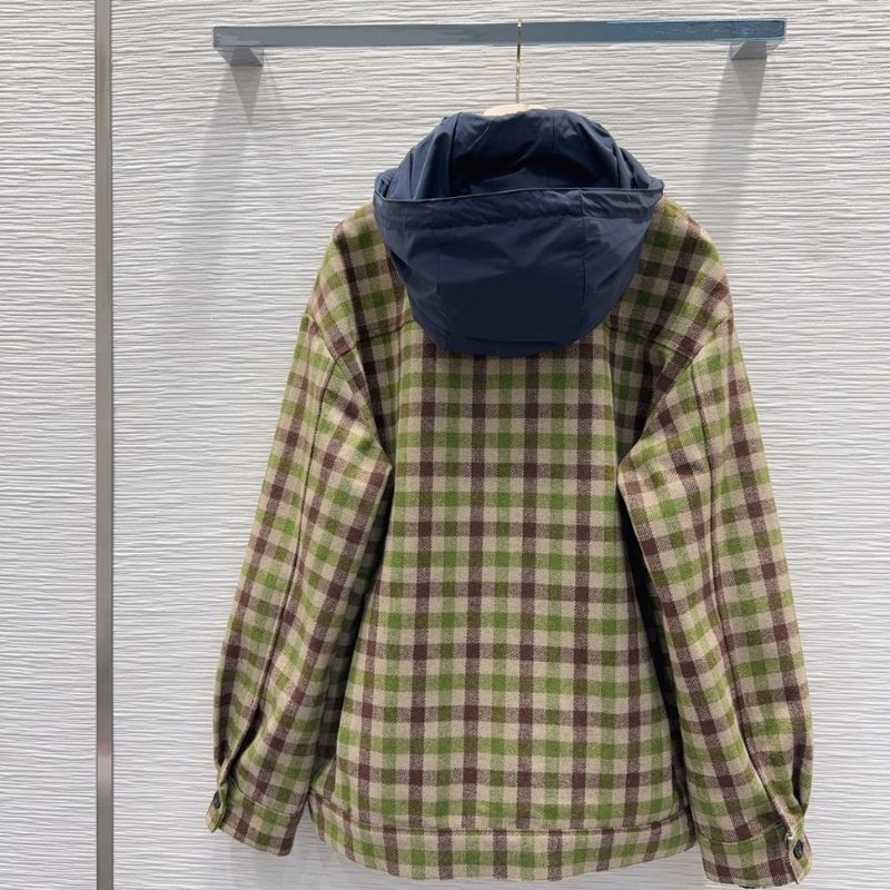 Miu Miu Gingham Check and Technical Fabric Jacket