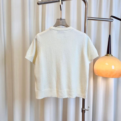 Miu Miu short-sleeved knit cardigan.