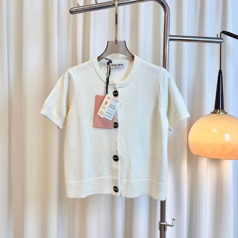 Miu Miu short-sleeved knit cardigan.