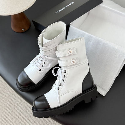 Chanel-Two-tone Combat Boots