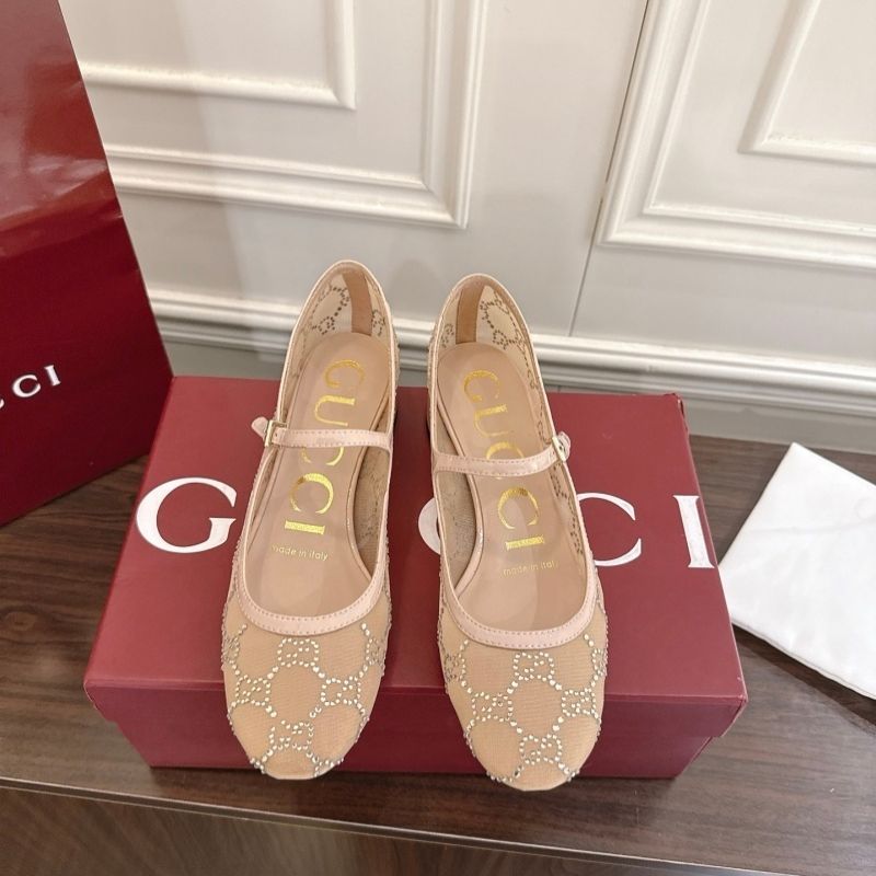 Gucci Charline GG mesh Mary Jane flats.