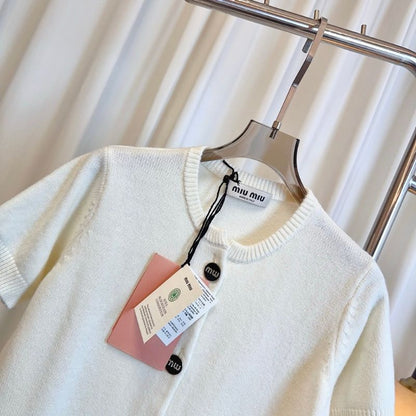 Miu Miu short-sleeved knit cardigan.