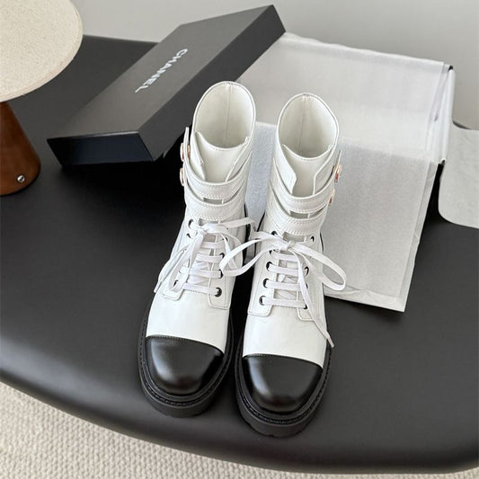 Chanel-Two-tone Combat Boots