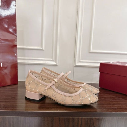 Gucci Charline GG mesh Mary Jane flats.