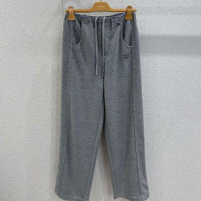 Miu Miu Grey Cotton Fleece Pants.
