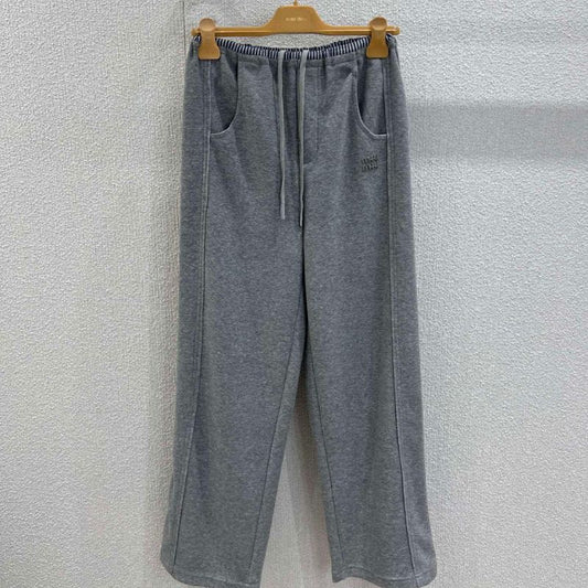 Miu Miu Grey Cotton Fleece Pants.