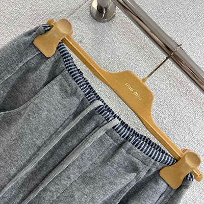 Miu Miu Grey Cotton Fleece Pants.