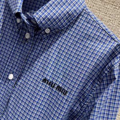 Miu Miu checkered shirt dress.