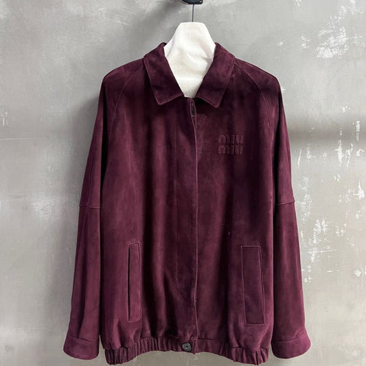 Miu Miu suede bomber jacket