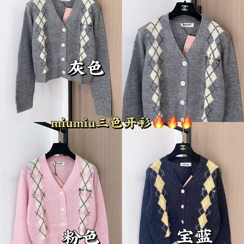 Miu Miu Argyle Intarsia-kint Cardigan.