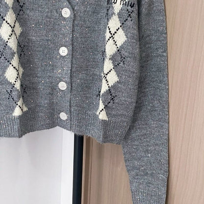 Miu Miu Argyle Intarsia-kint Cardigan.