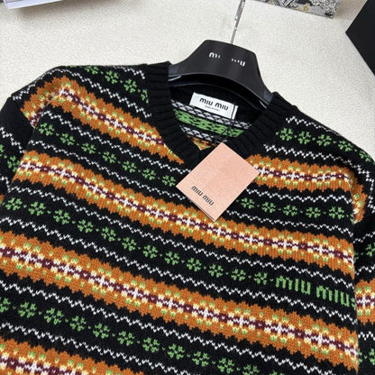 Miu Miu patterned knit sweater.