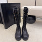 Chanel lace-up combat boots