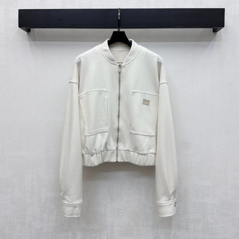 Miu Miu Logo Cropped Bomber Jacket