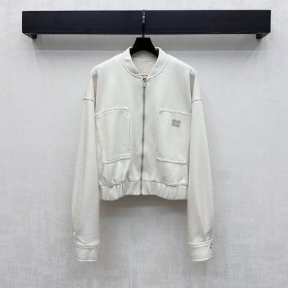 Miu Miu Logo Cropped Bomber Jacket