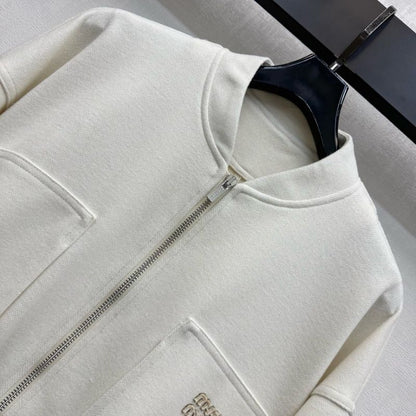 Miu Miu Logo Cropped Bomber Jacket