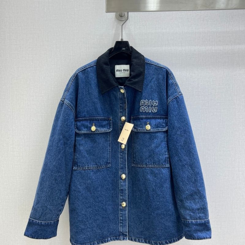 Miu Miu denim jacket with a corduroy collar