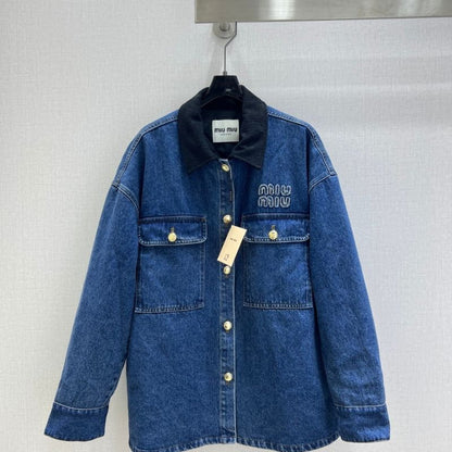 Miu Miu denim jacket with a corduroy collar
