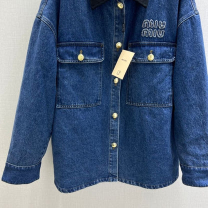 Miu Miu denim jacket with a corduroy collar