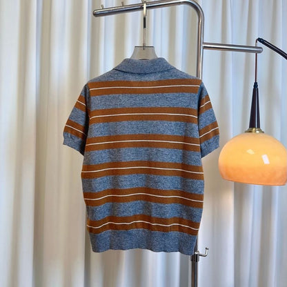 Miu Miu Striped Knit Polo Shirt