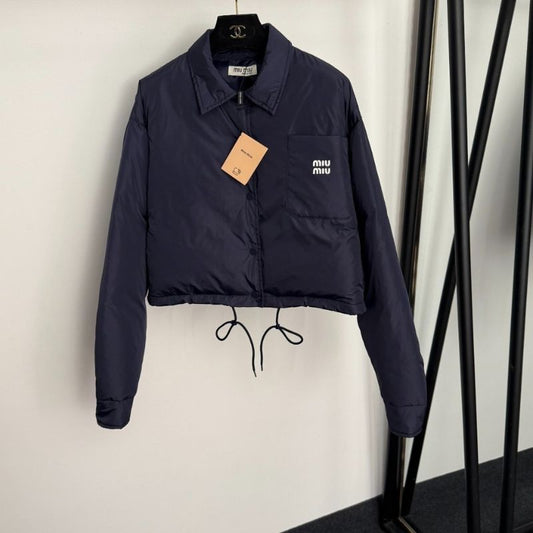 Miu Miu Technical Pongé Cropped Down Jacket