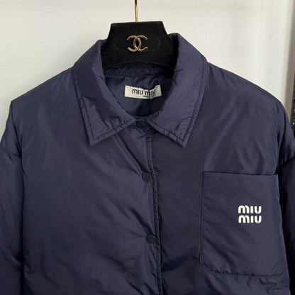Miu Miu Technical Pongé Cropped Down Jacket