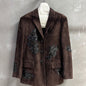 Miu miu brown suede coat with bead embellishments