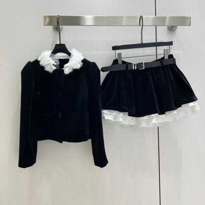 Miu Miu black velvet two-piece set