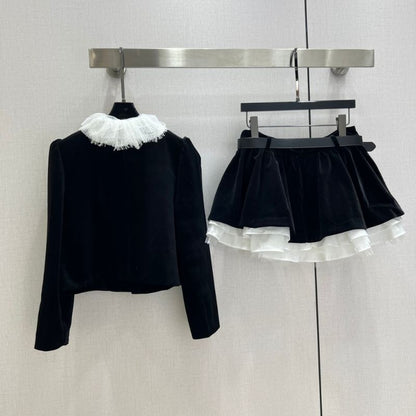 Miu Miu black velvet two-piece set