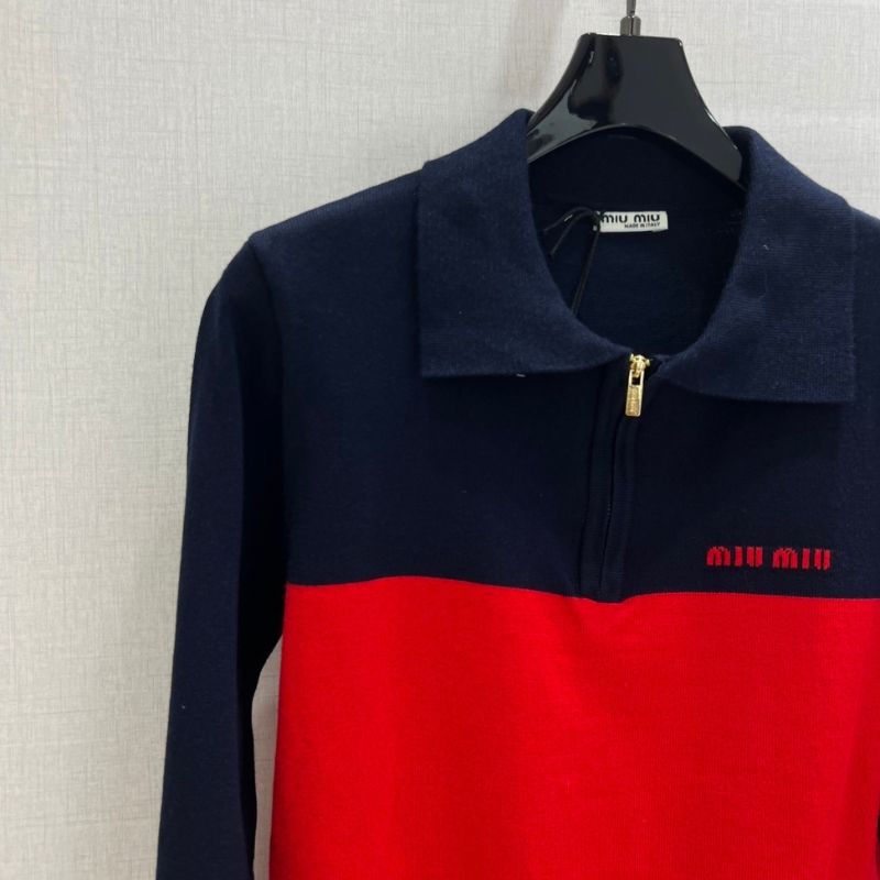 Miu Miu half-zip knit polo sweater.