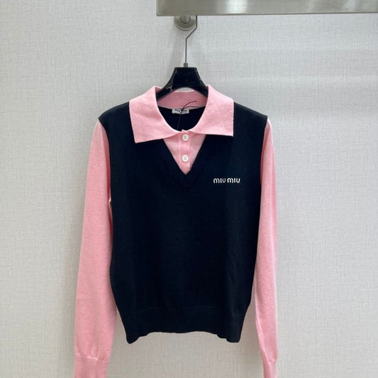 Miu Miu layered knit sweater.