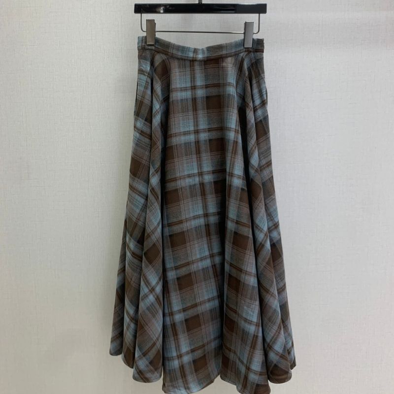 Miu Miu angelus Volumetuck Plaid Flared Skirt