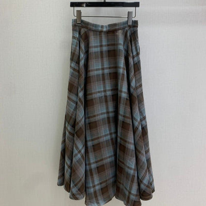 Miu Miu angelus Volumetuck Plaid Flared Skirt