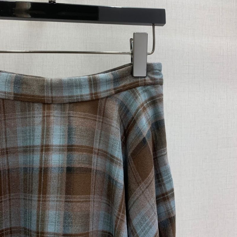 Miu Miu angelus Volumetuck Plaid Flared Skirt