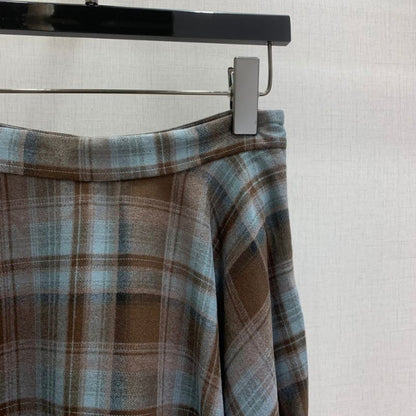 Miu Miu angelus Volumetuck Plaid Flared Skirt