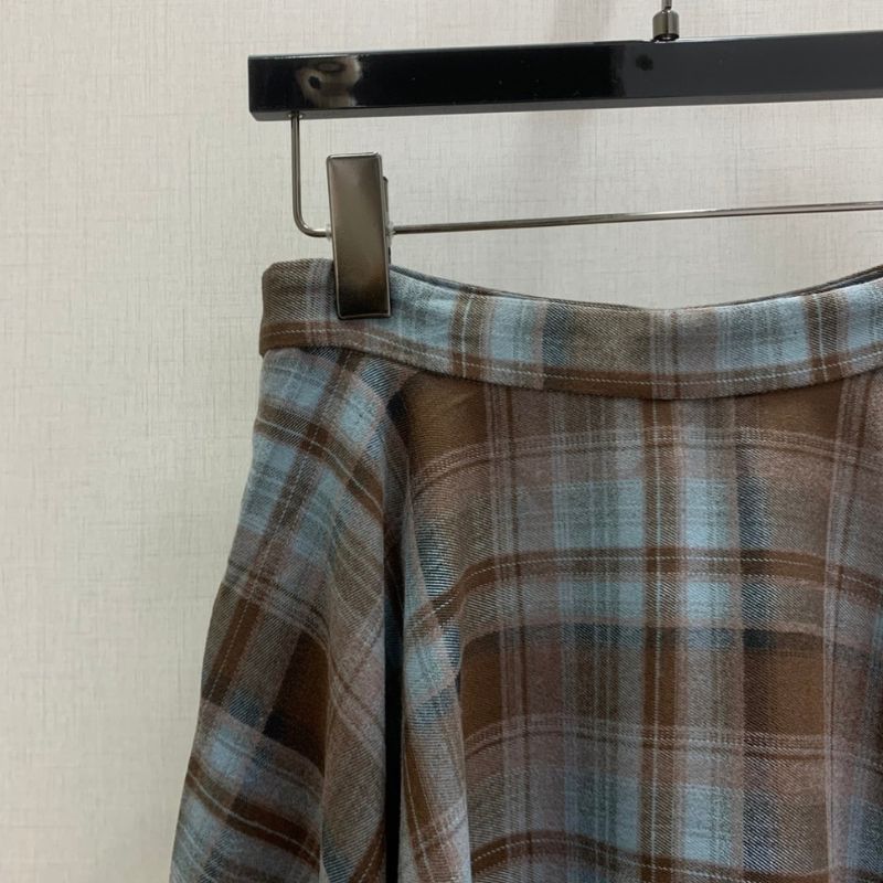 Miu Miu angelus Volumetuck Plaid Flared Skirt