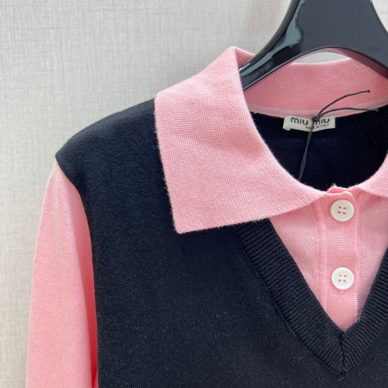 Miu Miu layered knit sweater.