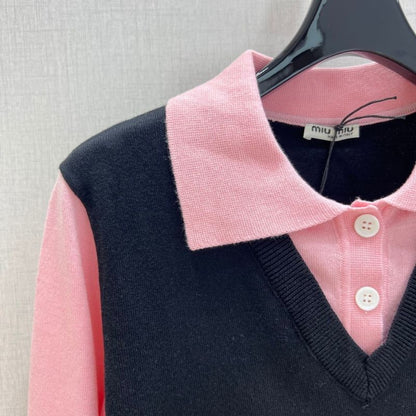 Miu Miu layered knit sweater.